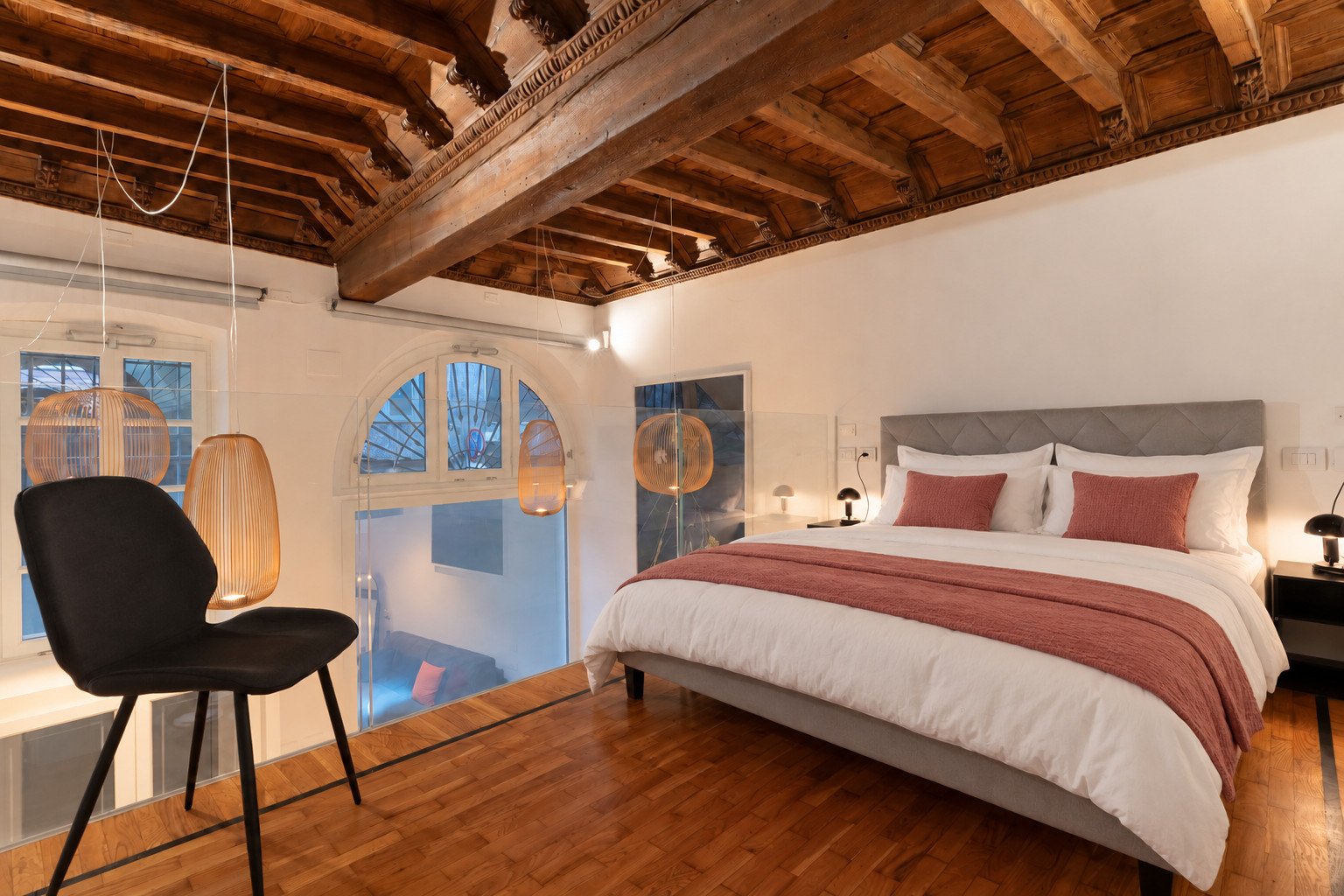 Casa Gio Ponti — camera sul soppalco in vetro