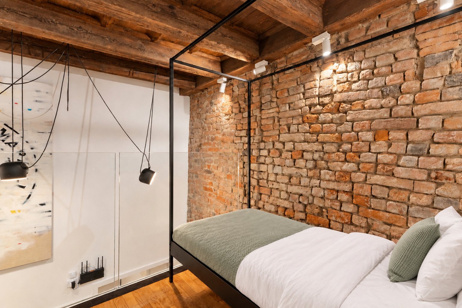 Casa Gio Ponti — la seconda camera sotto le travi a vista