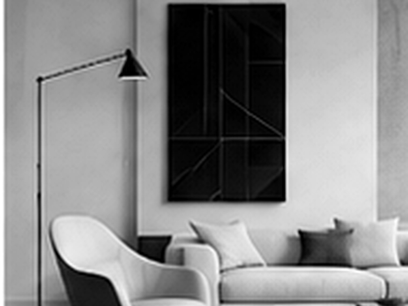 Interno contemporaneo milanese in bianco e nero